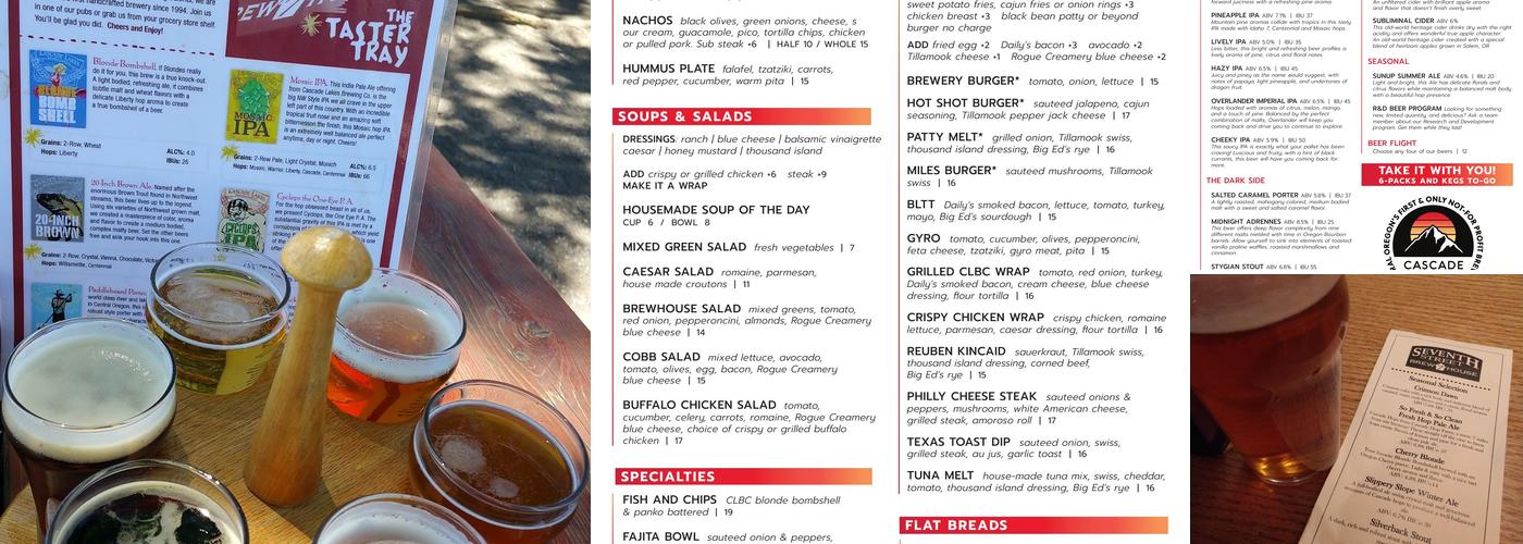 Cascade Lakes Pub at 7th St Menu