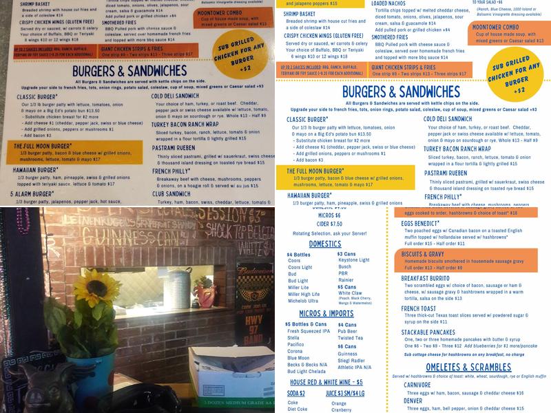 The Moontower Menu