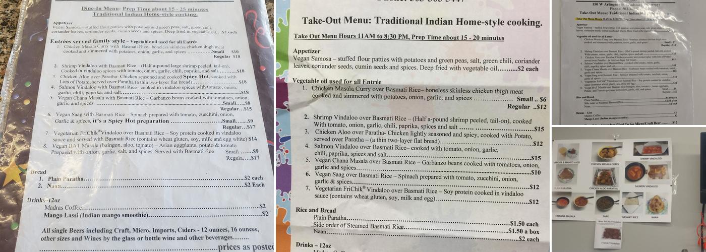 Masala Box Menu