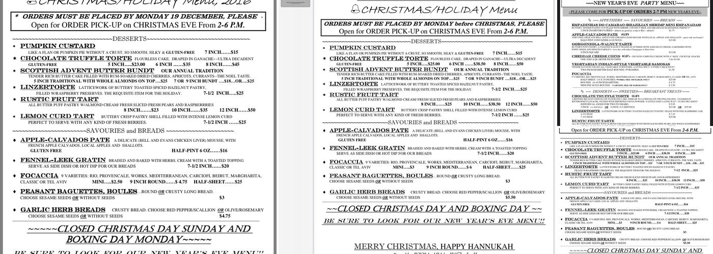 the alternative baker Menu