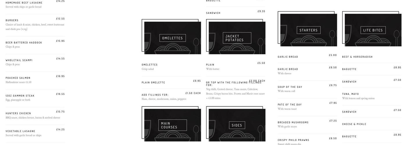 The Red Lion Revesby Menu