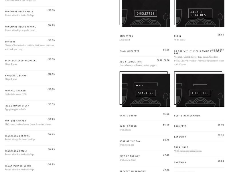 The Red Lion Revesby Menu