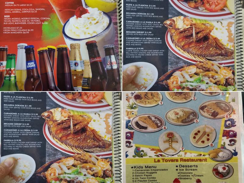 La Tovara Menu