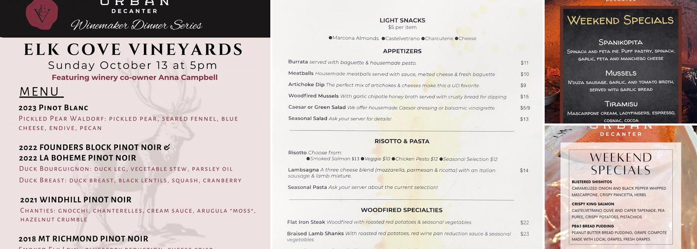 Urban Decanter Menu