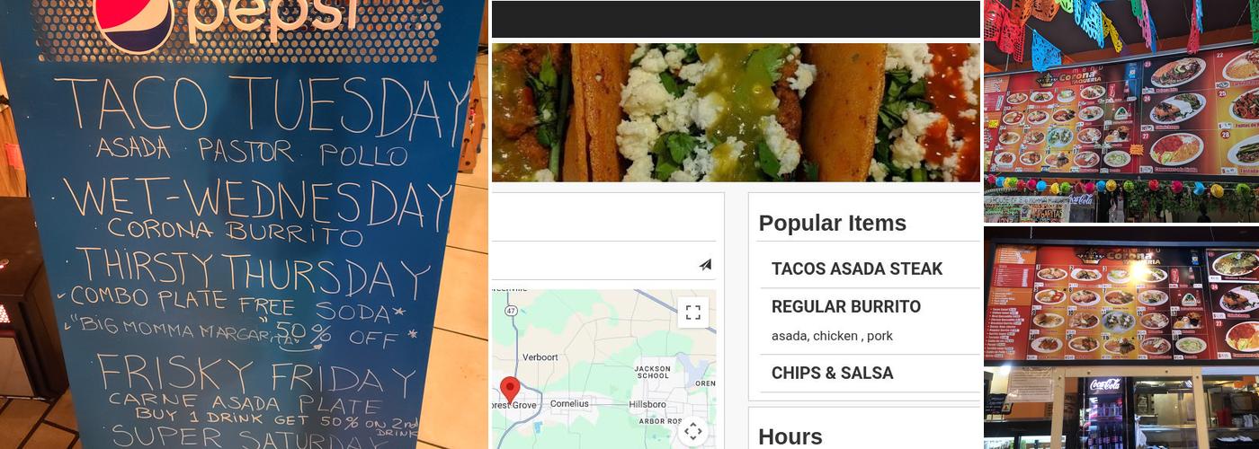 Taqueria Corona Menu