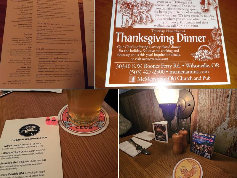 McMenamins Wilsonville Old Church & Pub Menu