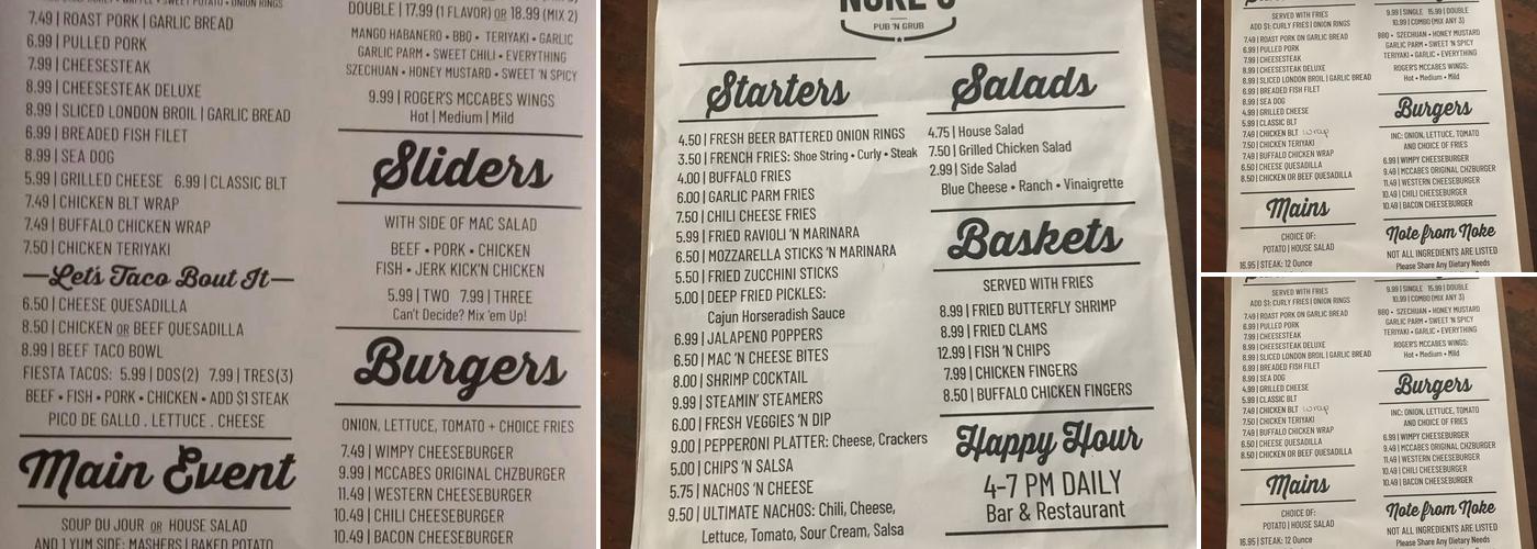 McCabe's Menu