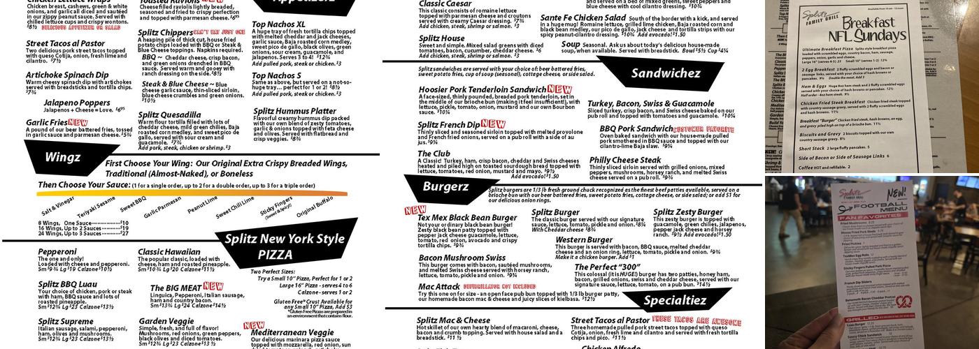 Splitz Family Grill Menu