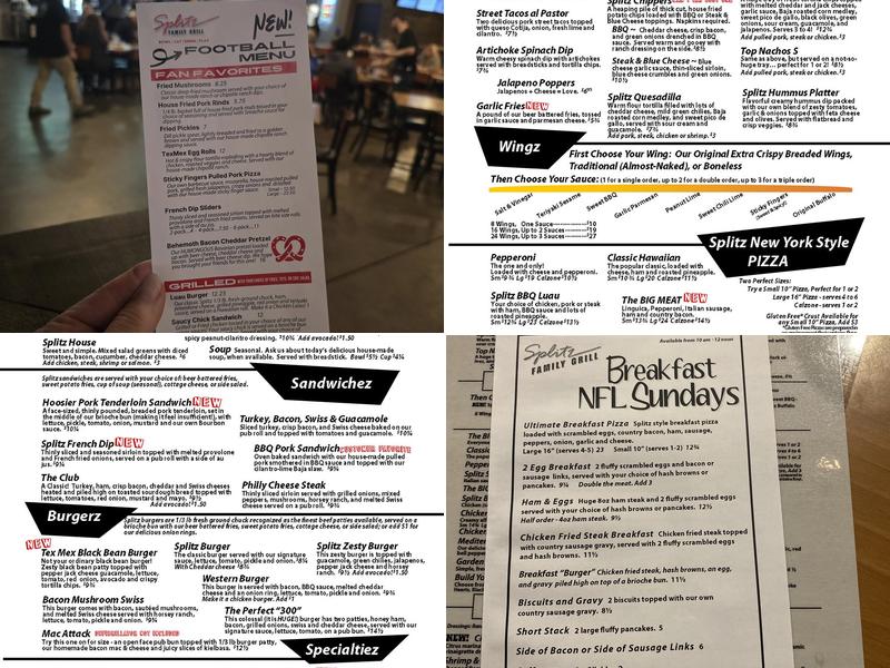 Splitz Family Grill Menu