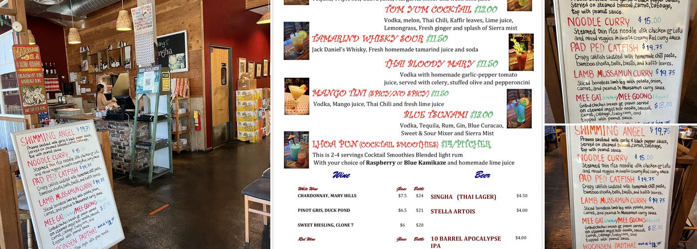 Rice Thai Cookery Menu