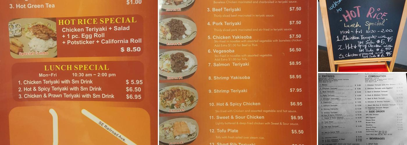 Hot Rice 2 Menu