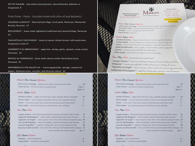 Mason Menu