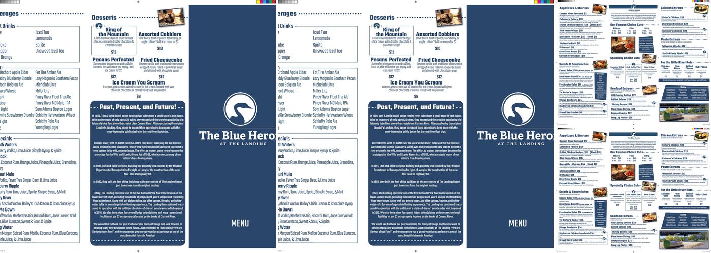 The Landing Current River Menu