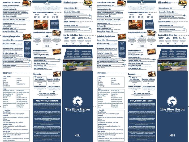 The Landing - Current River Menu