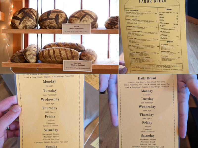 Tabor Bread Menu