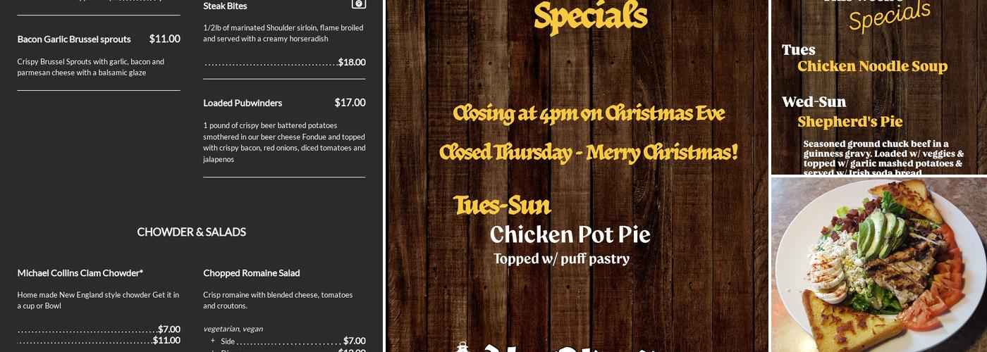 Ye Olde Pub Menu