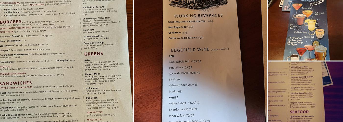 McMenamins Power Station Theater & Pub Menu