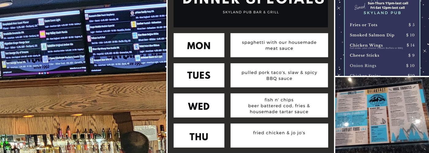 Skyland Pub Menu