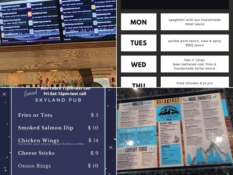 Skyland Pub Menu