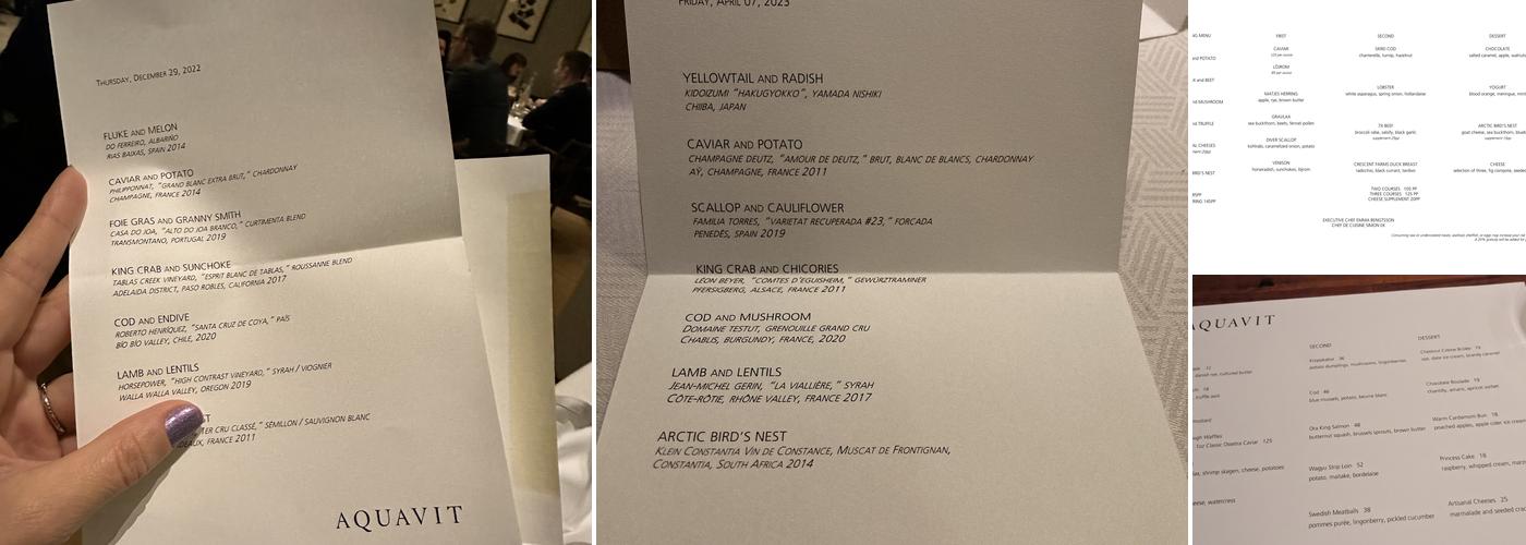 Aquavit Menu