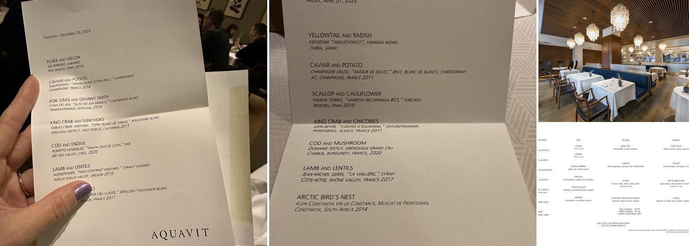 Aquavit Menu