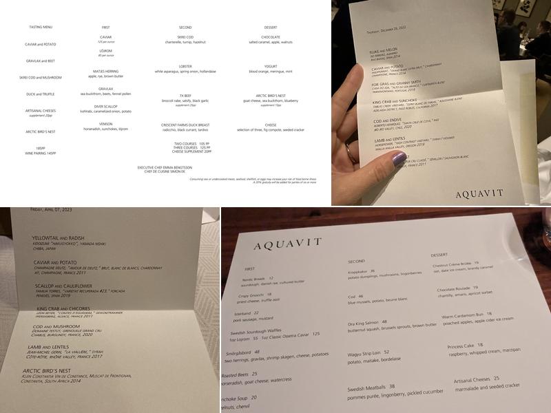 Aquavit Menu