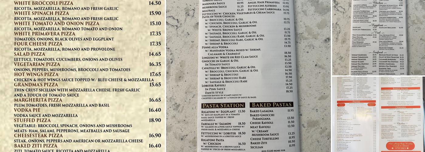 Dante's Menu