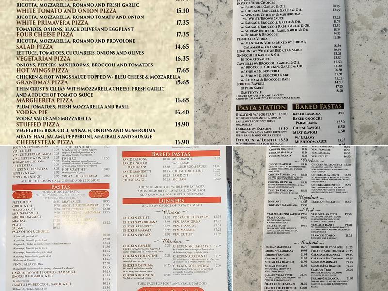 Dante's Menu