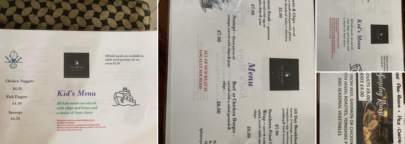 The Ship Inn Menu