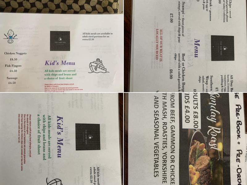 The Ship Inn Menu