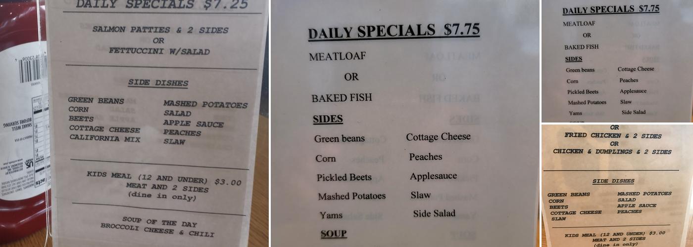 Country Cupboard Menu