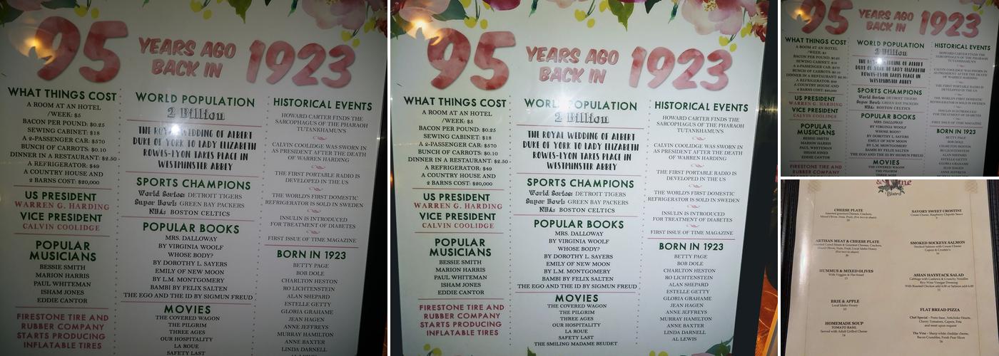 Second & Vine Bistro Menu