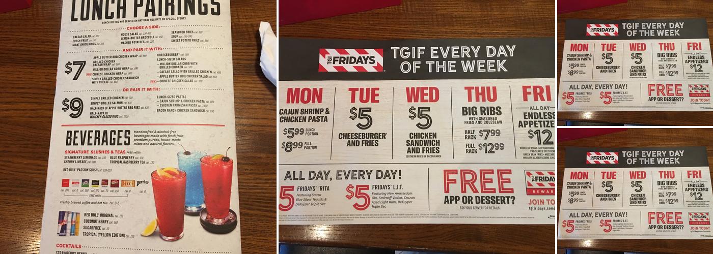 TGI Fridays Menu