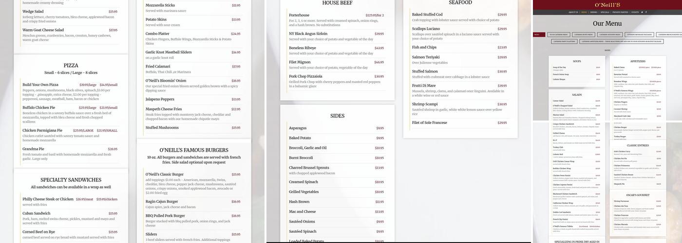 O'Neill's Maspeth Menu