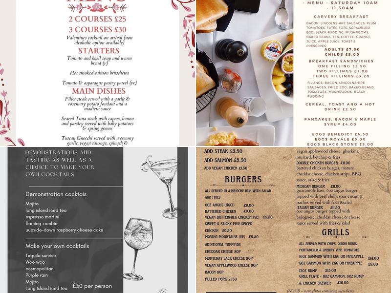 The Coach & Horses Pub Menu