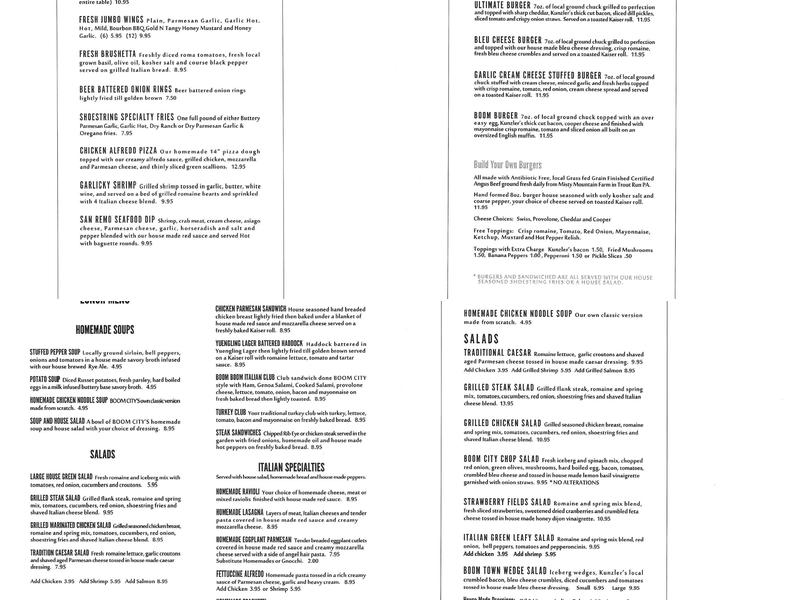 Boom City Brewing Company Menu