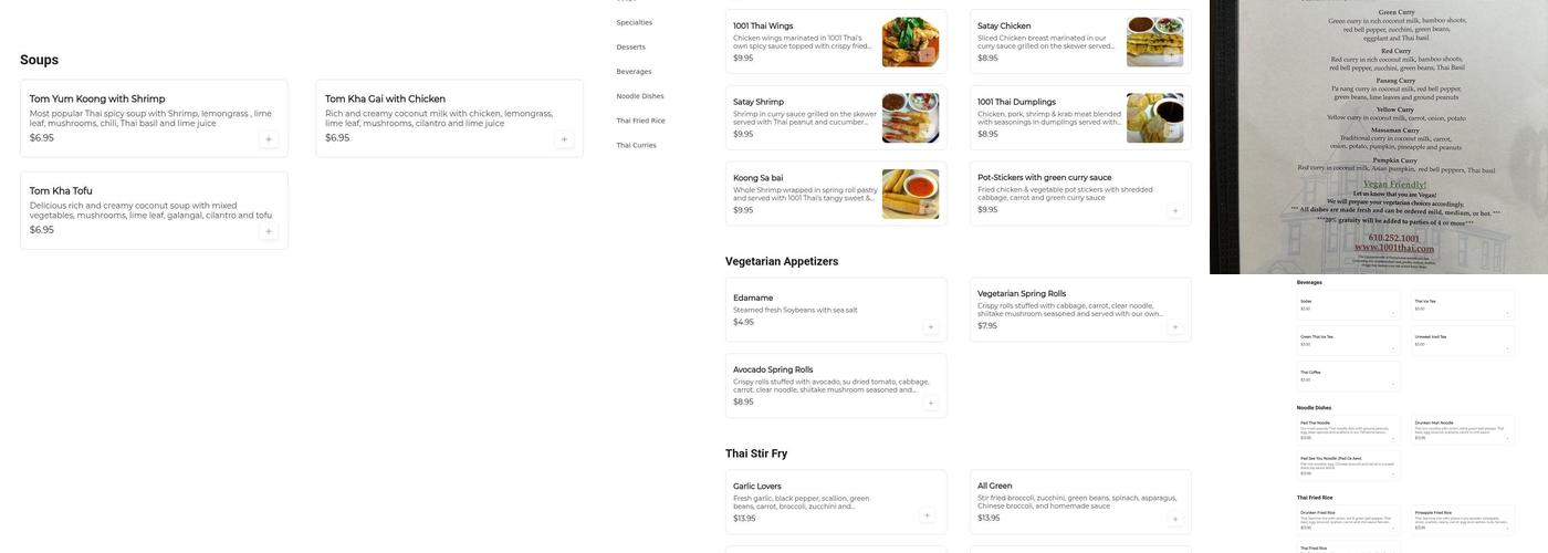 1001 Thai Menu
