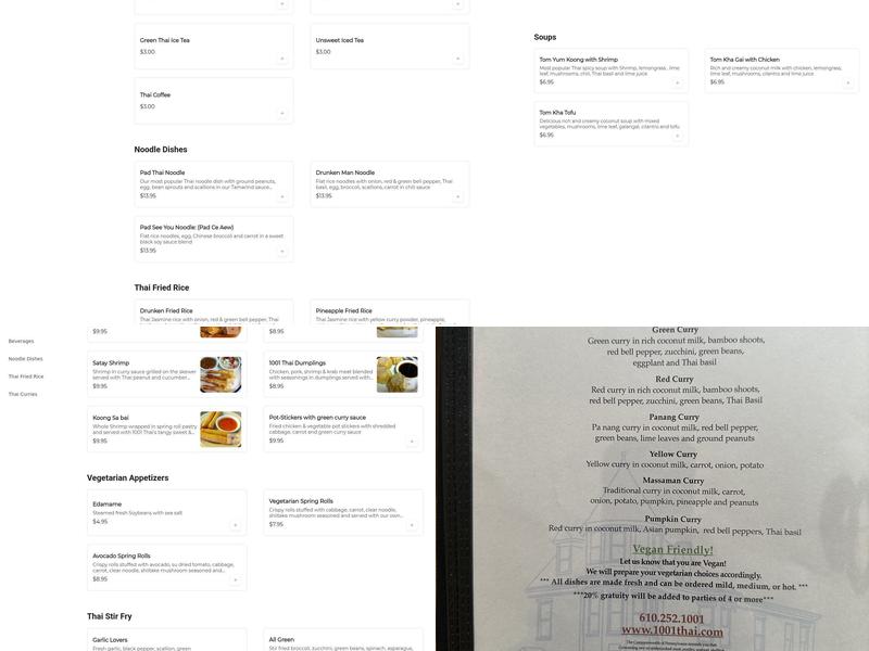 1001 Thai Menu