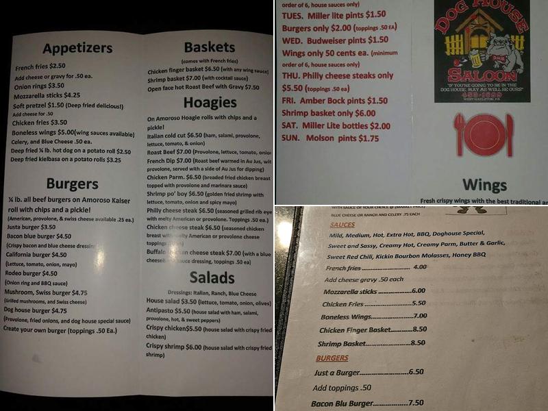 Dog House Saloon Menu