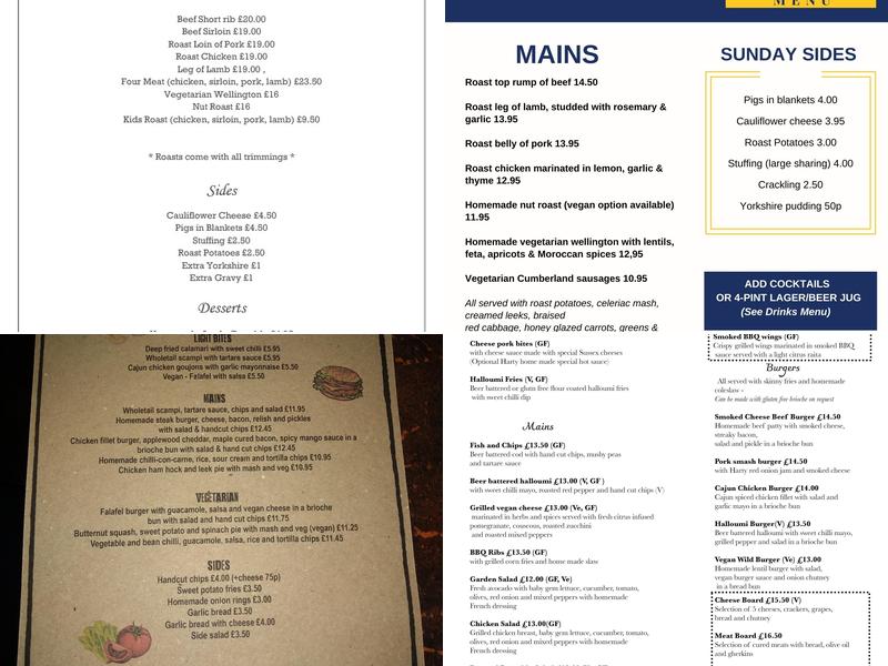 The Hartington Menu