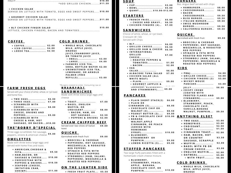 The Abbey Gourmet Coffee House Menu