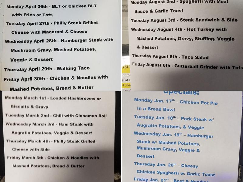 Mama Dawn’s Kitchen and D-Ray Lanes Menu
