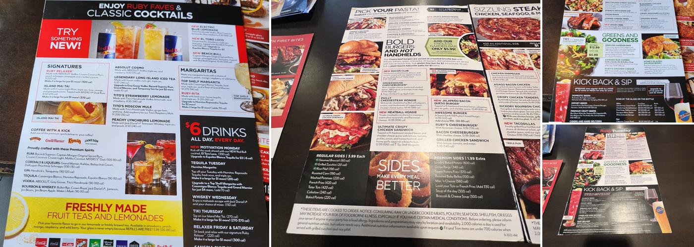 Ruby Tuesday Menu