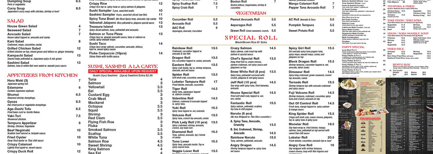 Boonton Sushi House Menu