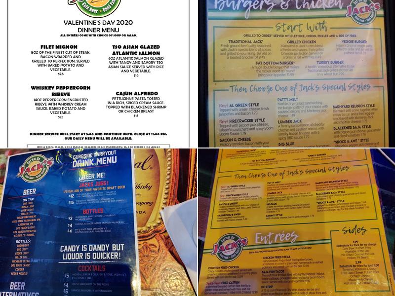 Set Em Up Jack's Menu