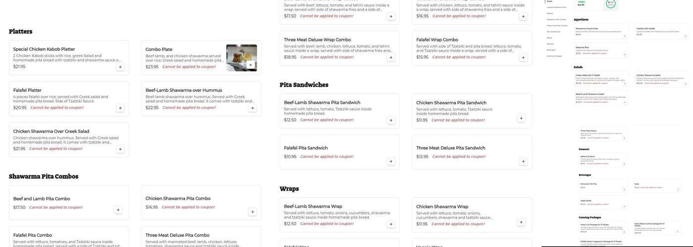 Shawarma Kebab Menu