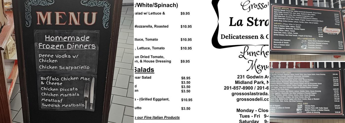 Grosso's La Strada Menu