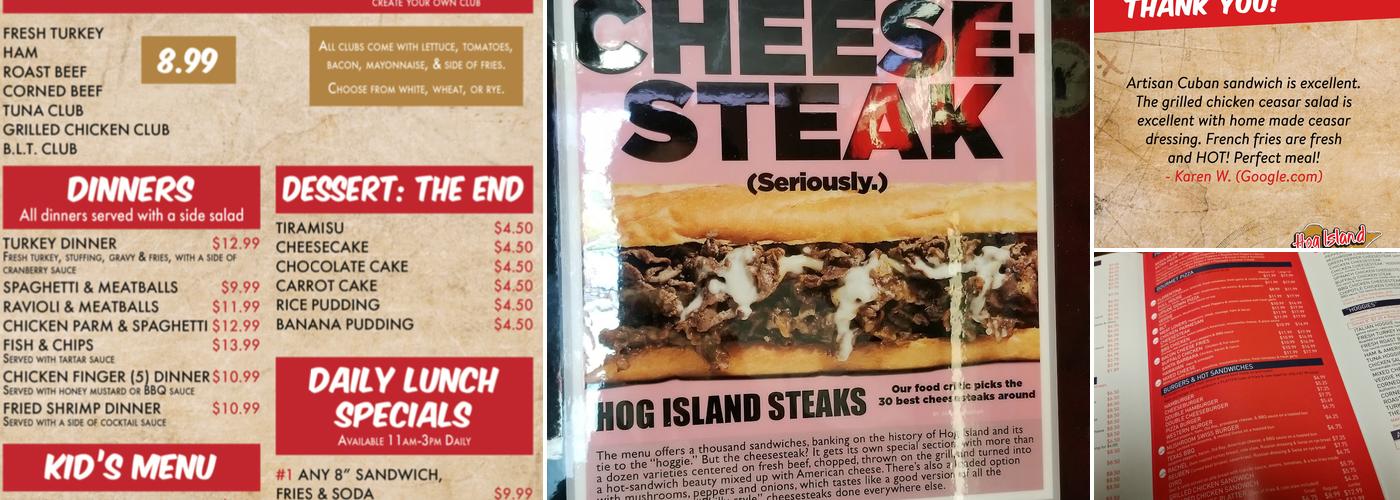 Hog Island Steaks Menu