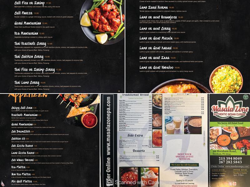 MASALA ZONE AUTHENTIC INDIAN CUSINE Menu