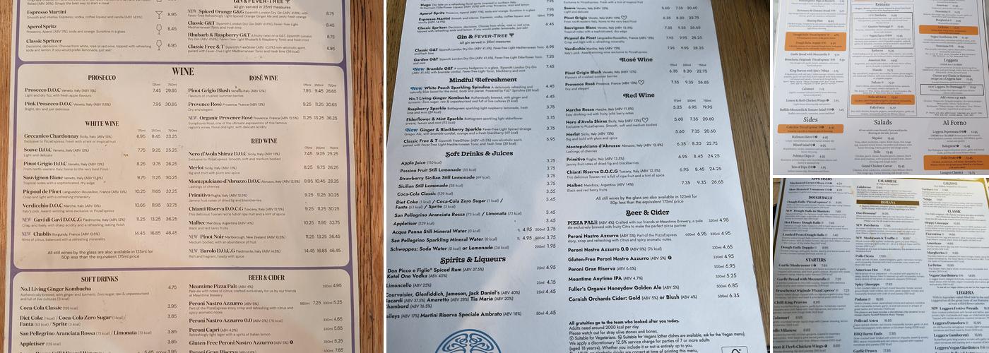 Pizza Express Menu